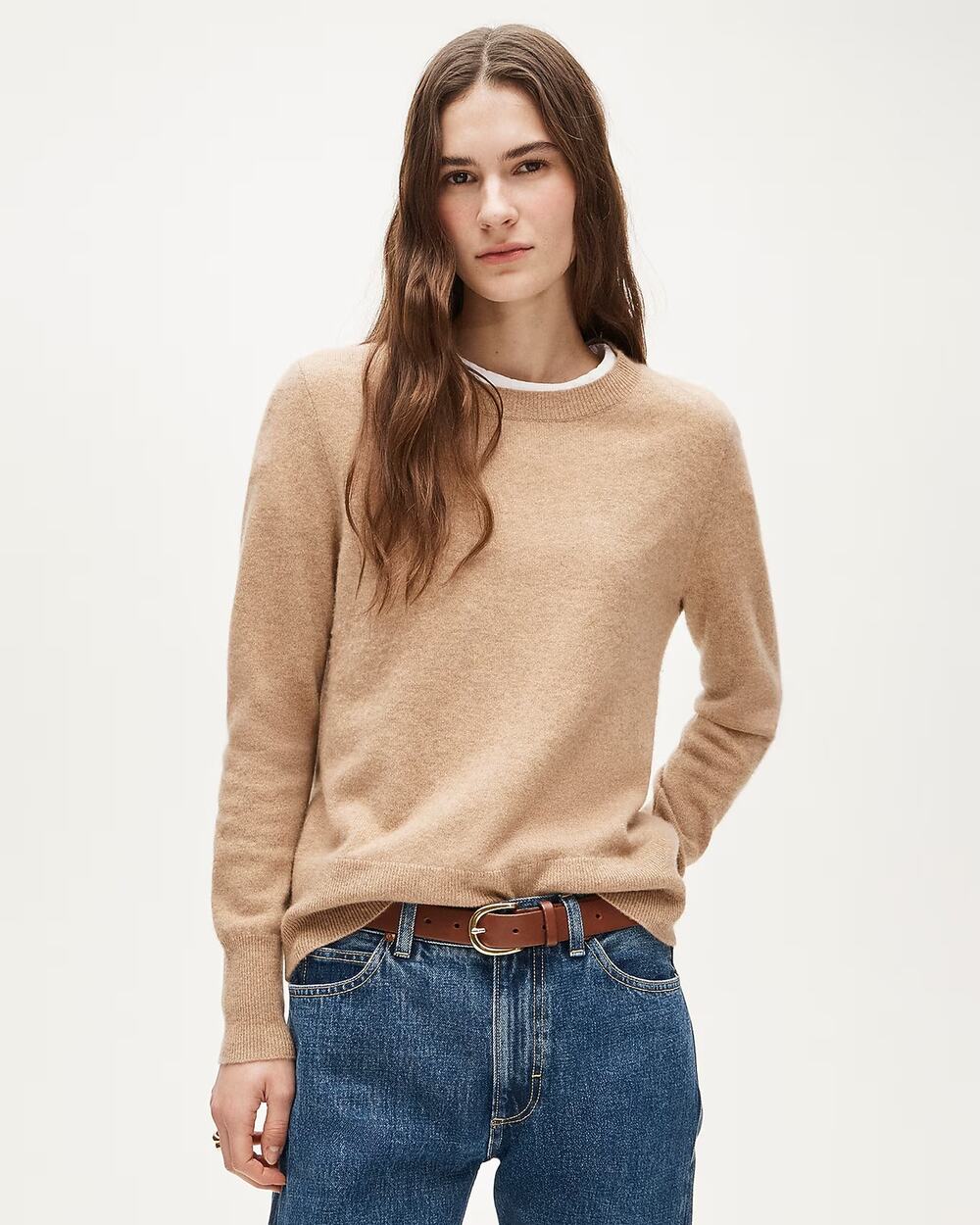 J. Crew Cashmere Classic Fit Long Sleeve Crew Neck Sweater Brown Womens Large